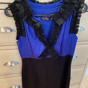 Limited blue and black ruffled dress